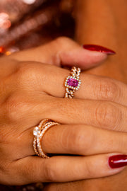 Rectangular Pink Stone Ring