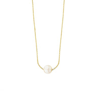 Gold Necklace with Tiny Pearl