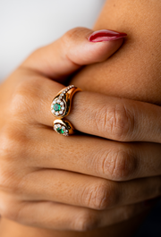 Gold Diamond and Emerald Ring