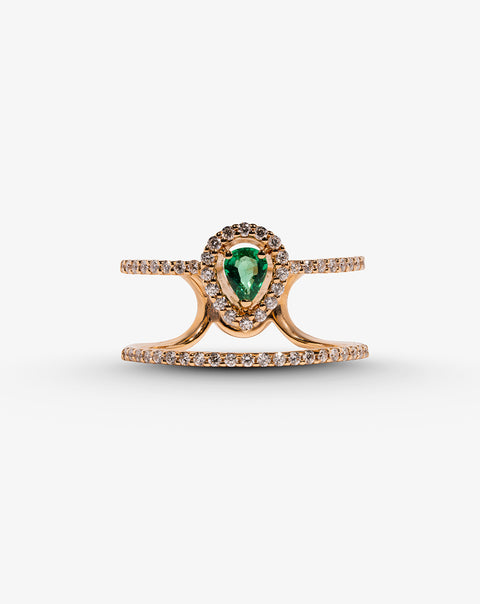 Pink Gold and Emerald Ring