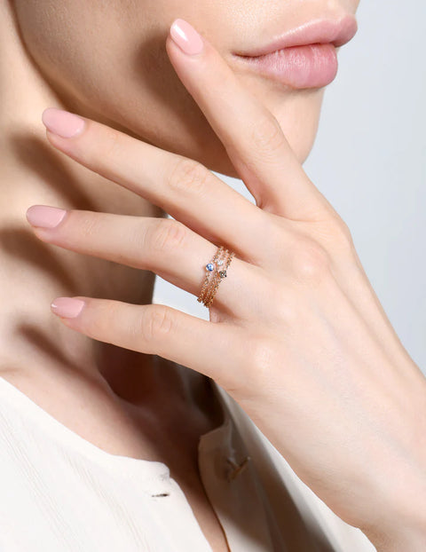 Soft White Solitaire Ring