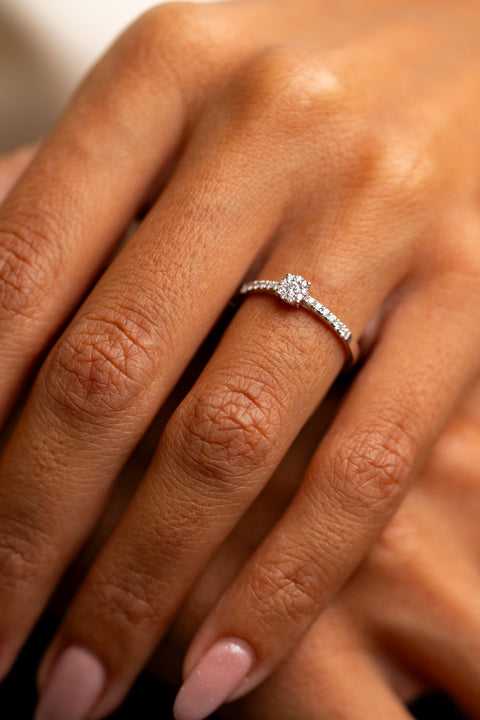 White Gold Engagement Ring with Diamonds