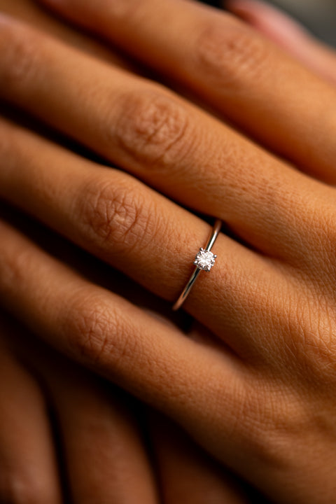 White Gold and Solitaire Diamond Engagement Ring