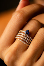 Pink Gold with Diamonds and Blue Sapphires Ring