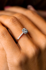 White gold Square Contour Engagement Ring