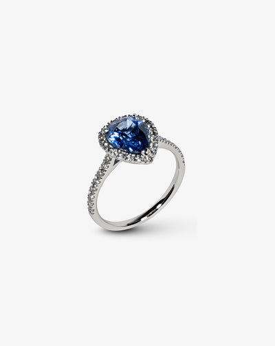 Gold with Diamonds and Blue Sapphires Ring