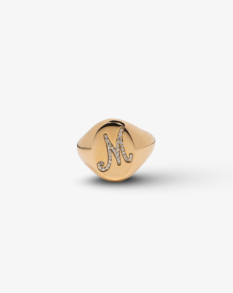 Letter M Gold Ring