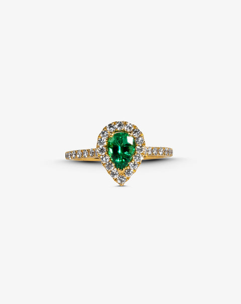 Gold with Diamonds and Emeralds Ring