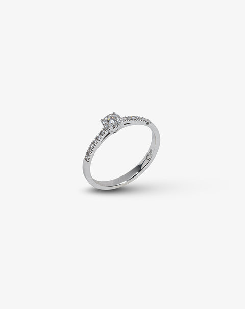 White Gold Engagement Ring with Diamonds