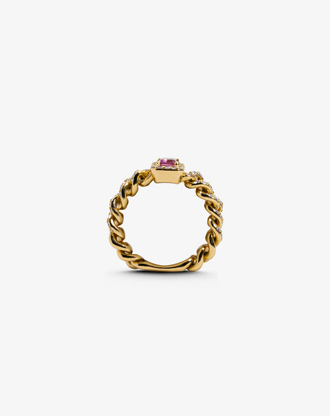 Rectangular Pink Stone Ring