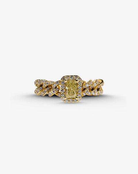 Rectangular Yellow Stone Ring