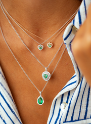 White Gold with Diamonds and Emerald Necklace