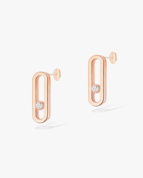 Pink Gold Diamond Earrings Move Uno