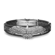 Silver leather bracelt with eagle