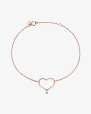 Rose Gold Heart Solitaire Bracelet