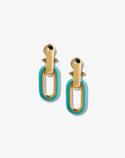 Turquoise Enamel Link Earrings