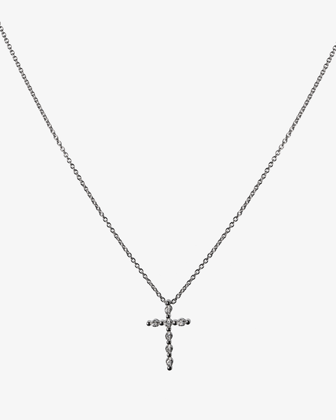 Necklace with Tiny Cross and Diamonds