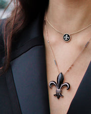 Medallion Necklace Fleur-de-Lis with Rose Gold, Silver and Diamonds