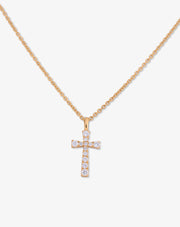 Necklace with Small Cross and Diamonds