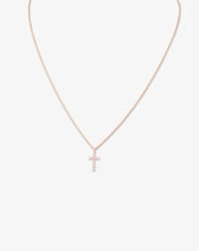 Necklace with Small Cross and Diamonds