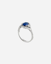 White Gold Ring with Diamonds and Sapphire