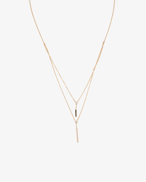 Yellow Gold Necklace with Double Diamond Pending