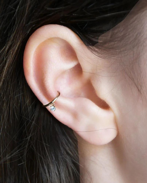 Gold Ear Cuff with Solitaire Diamond