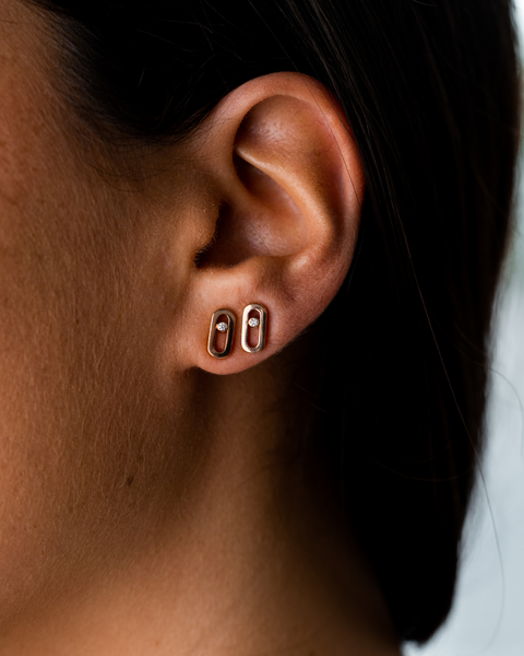 Gold Move Uno Stud Earrings - Rose Gold