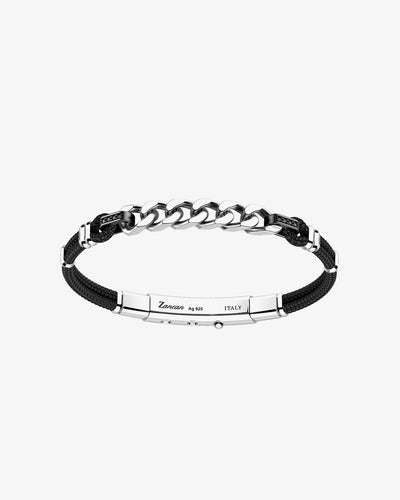Silver bracelet with black crystal VIII