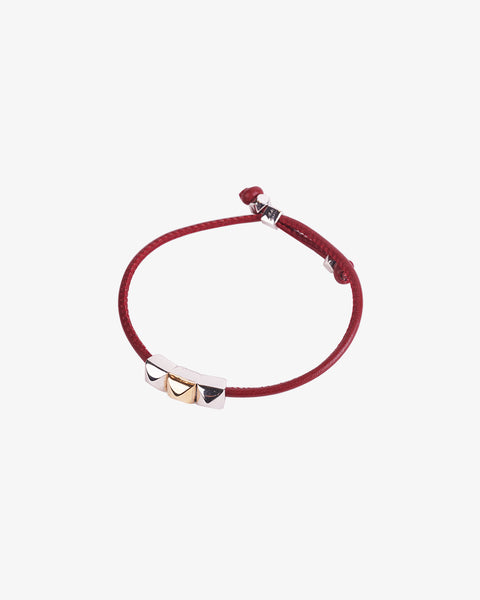 Red Leather Bracelet with gold details
