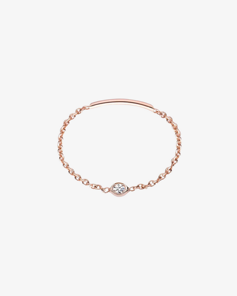 Solitaire Diamond Chain Ring in Rose Gold
