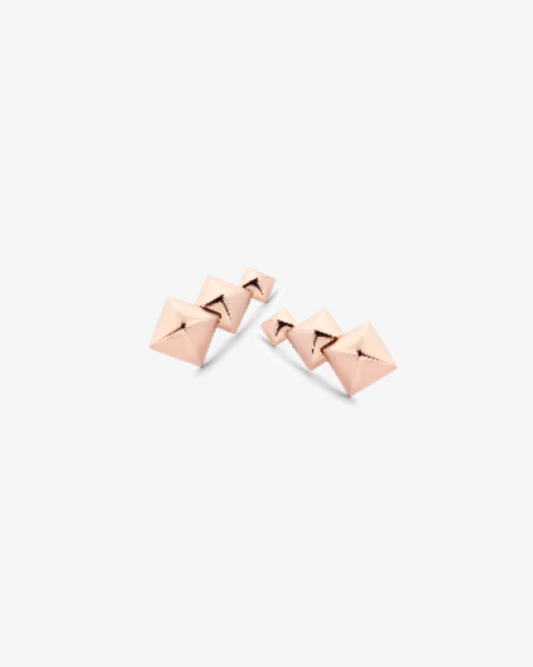 Three Square Gold Earrings