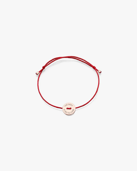 Red Ribbon Bracelet with Medal and Quote