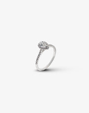Drop Diamond Gold Engagement Ring