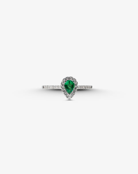 Gold Engagement Ring with Diamonds and Emerald