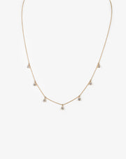 Pink Gold Necklace with Diamond Drops