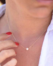 Gold Necklace with Tiny Pearl